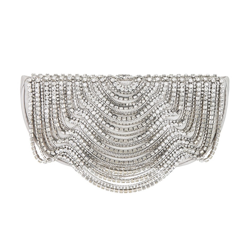 NWT CULT GAIA LAEL CLUTCH IN LIGHT GRAY + CRYSTALS🪩
